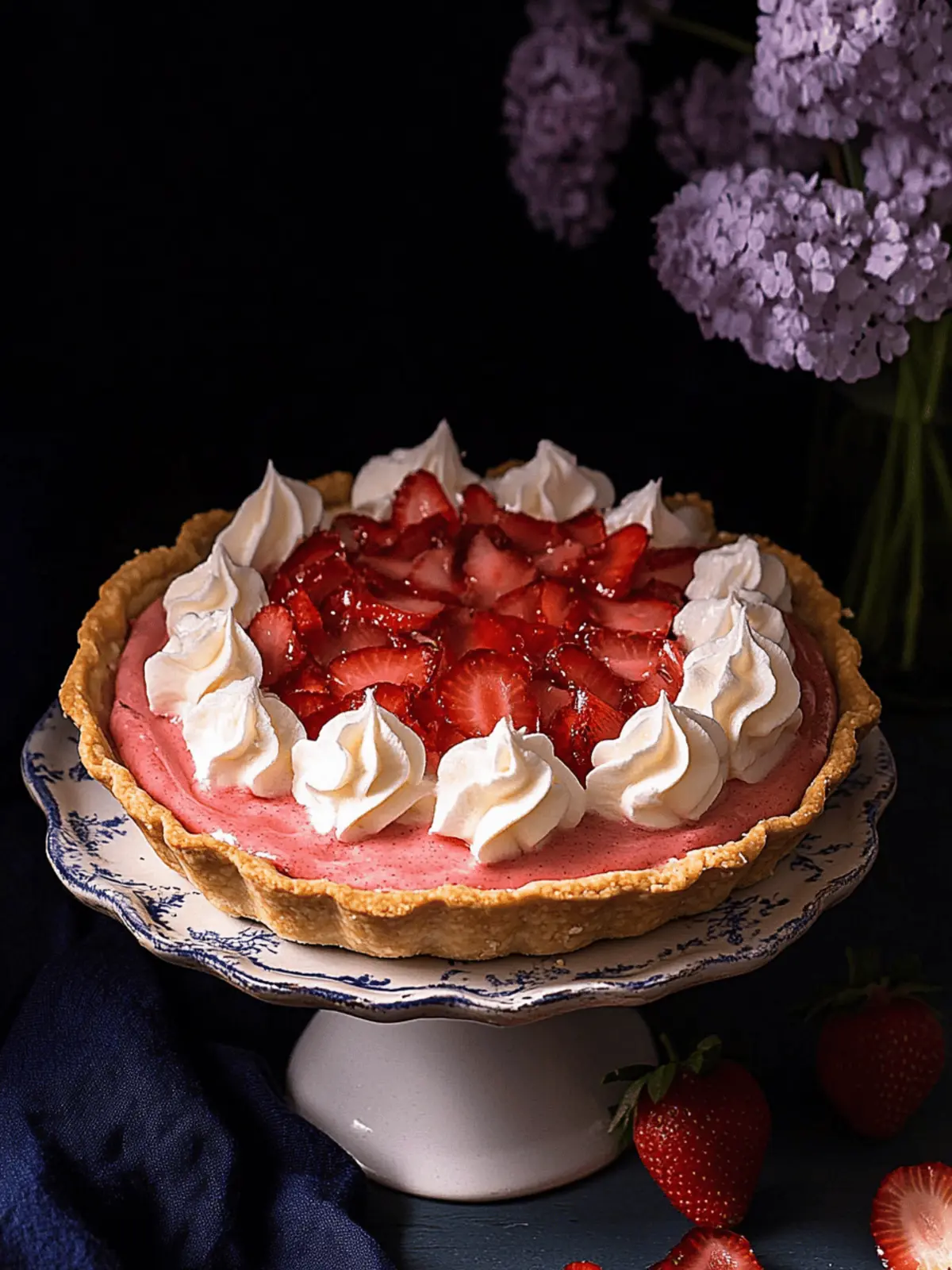 Rhubarb Cream Tart with Strawberry: A Springtime Delight 4 Rhubarb Cream Tart with Strawberry