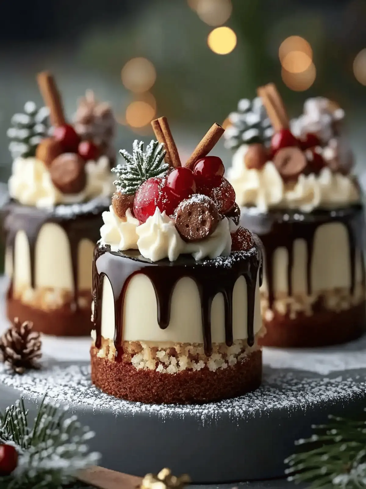 Mini Christmas Drip Cakes