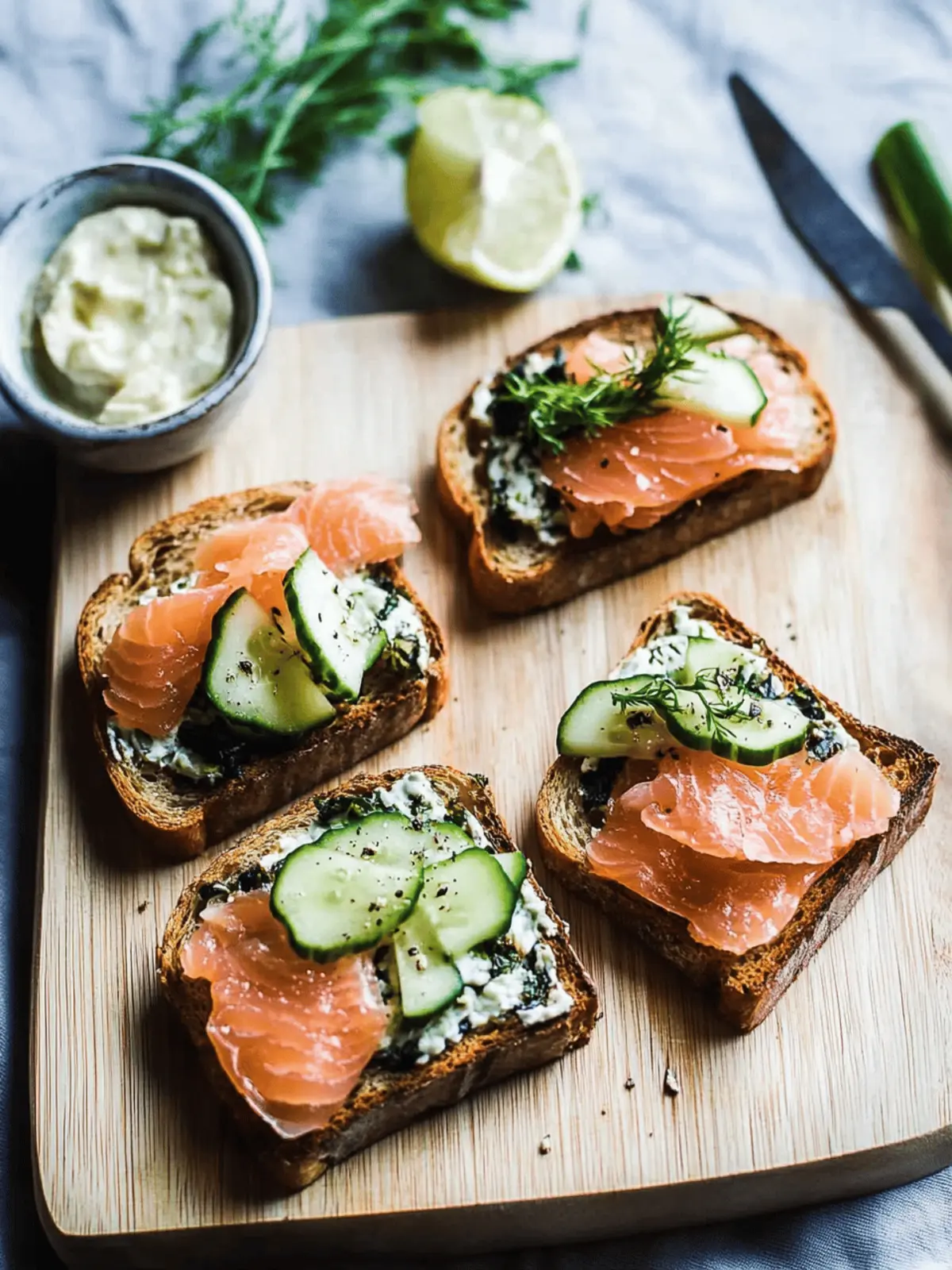 Smoked Salmon Pumperknickel Toasts