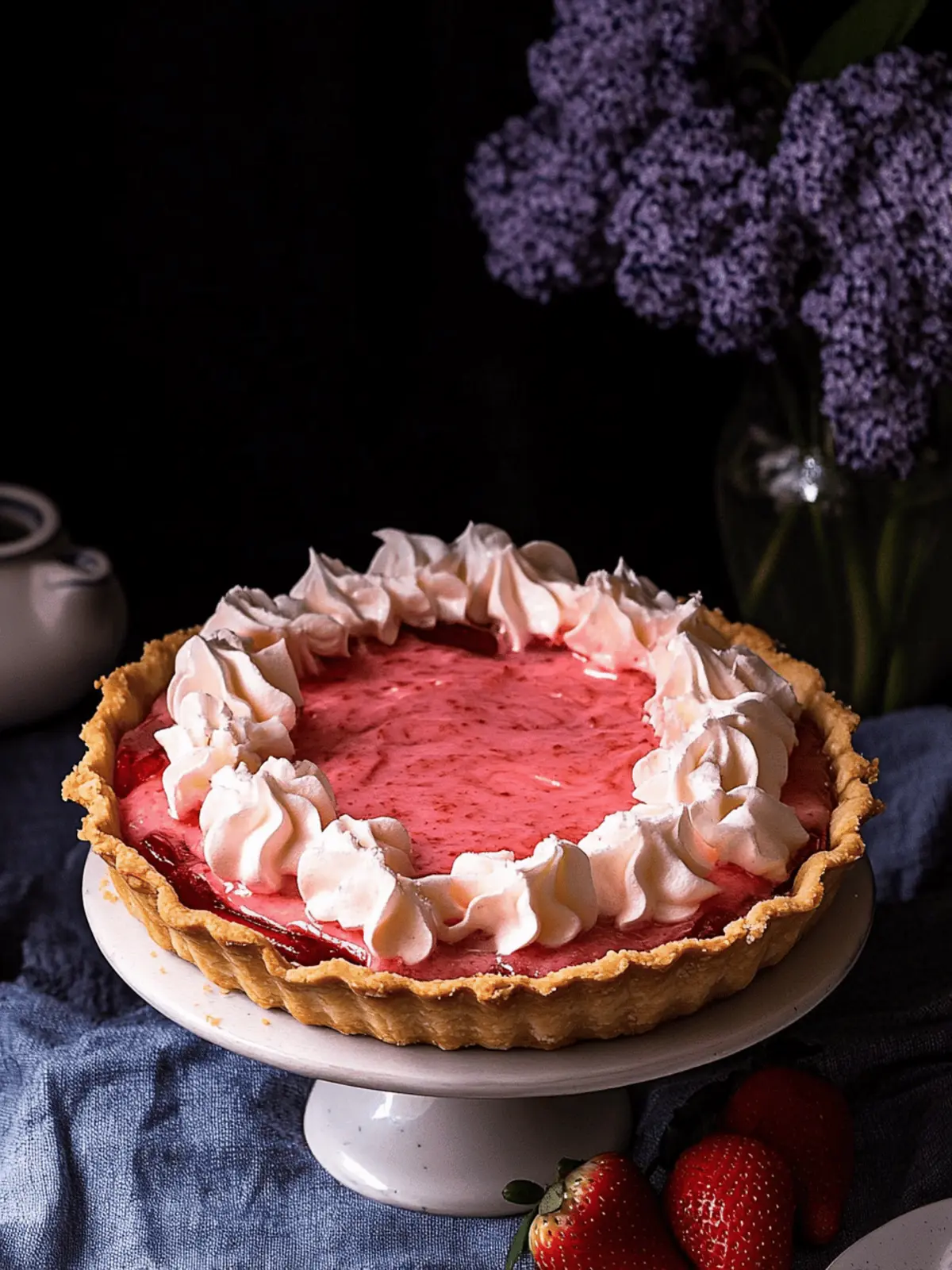 Rhubarb Cream Tart with Strawberry: A Springtime Delight 2 Rhubarb Cream Tart with Strawberry