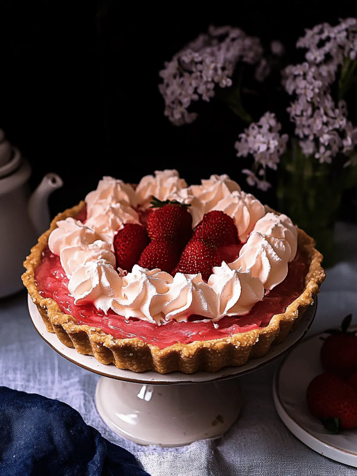 Rhubarb Cream Tart with Strawberry: A Springtime Delight 3 Rhubarb Cream Tart with Strawberry