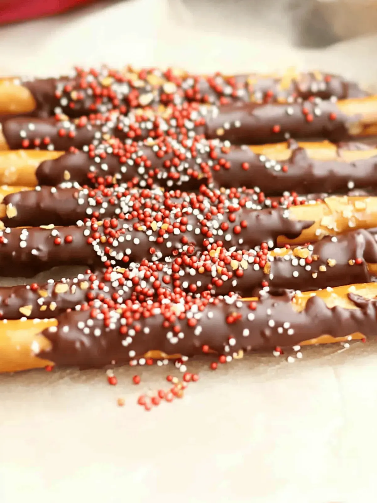 Chocolate Covered Pretzel Rods with Fun Fall Sprinkles 2 Chocolate Covered Pretzel Rods