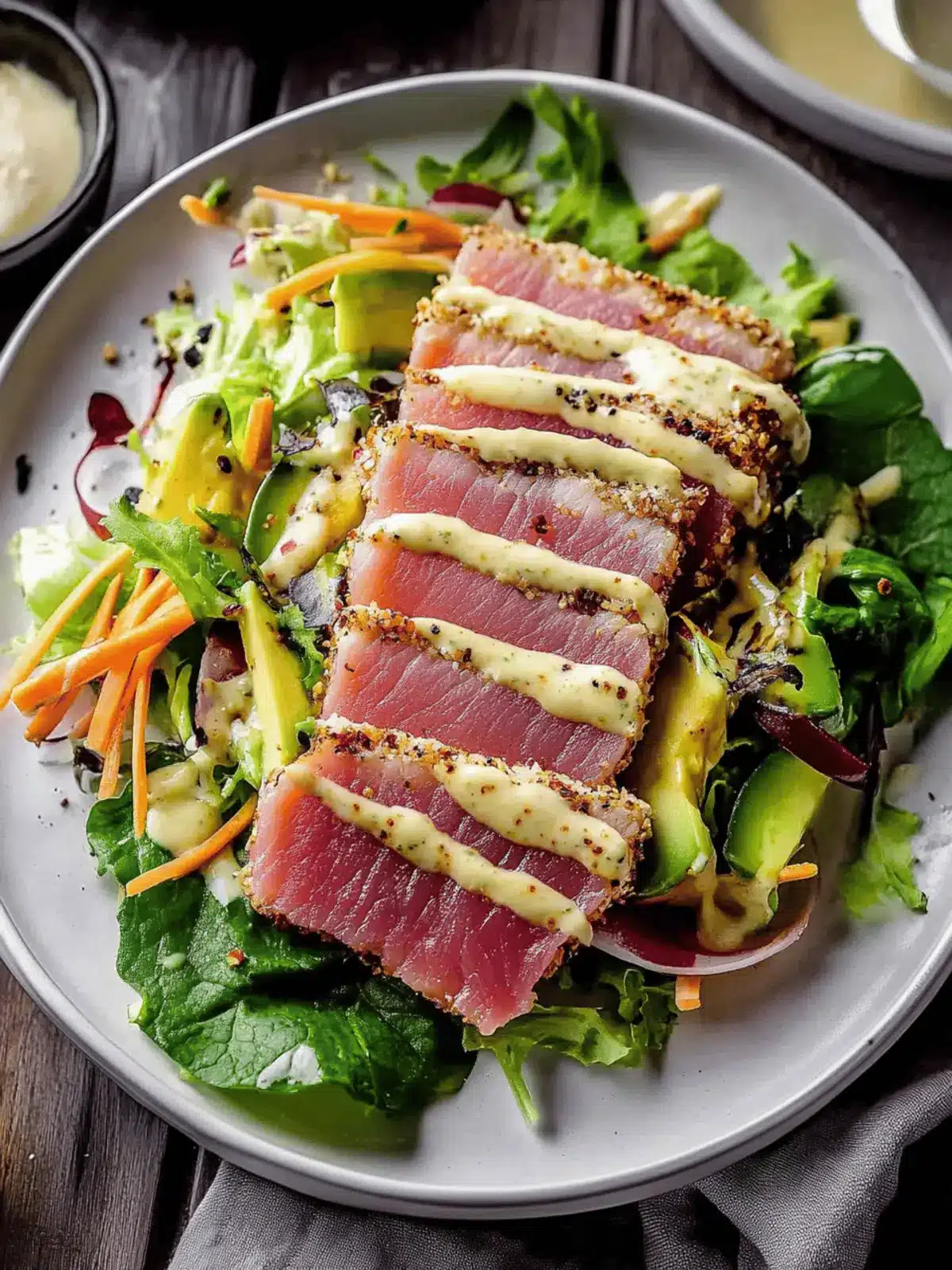 Savory Sesame Crusted Ahi Salad with Zesty Ginger Lime Twist 5 Sesame Crusted Ahi Salad