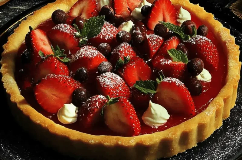 Strawberry Kaju Katli Tart