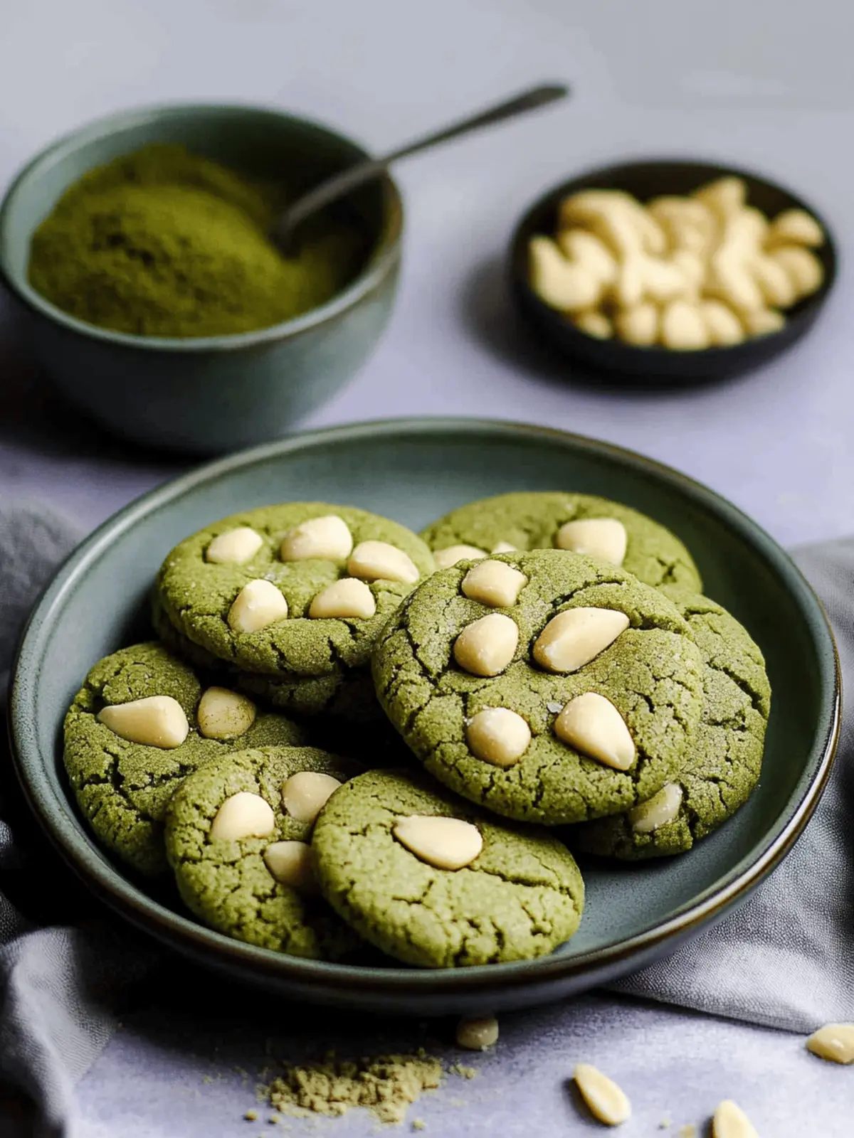 Matcha Macadamia Almond Flour Cookies