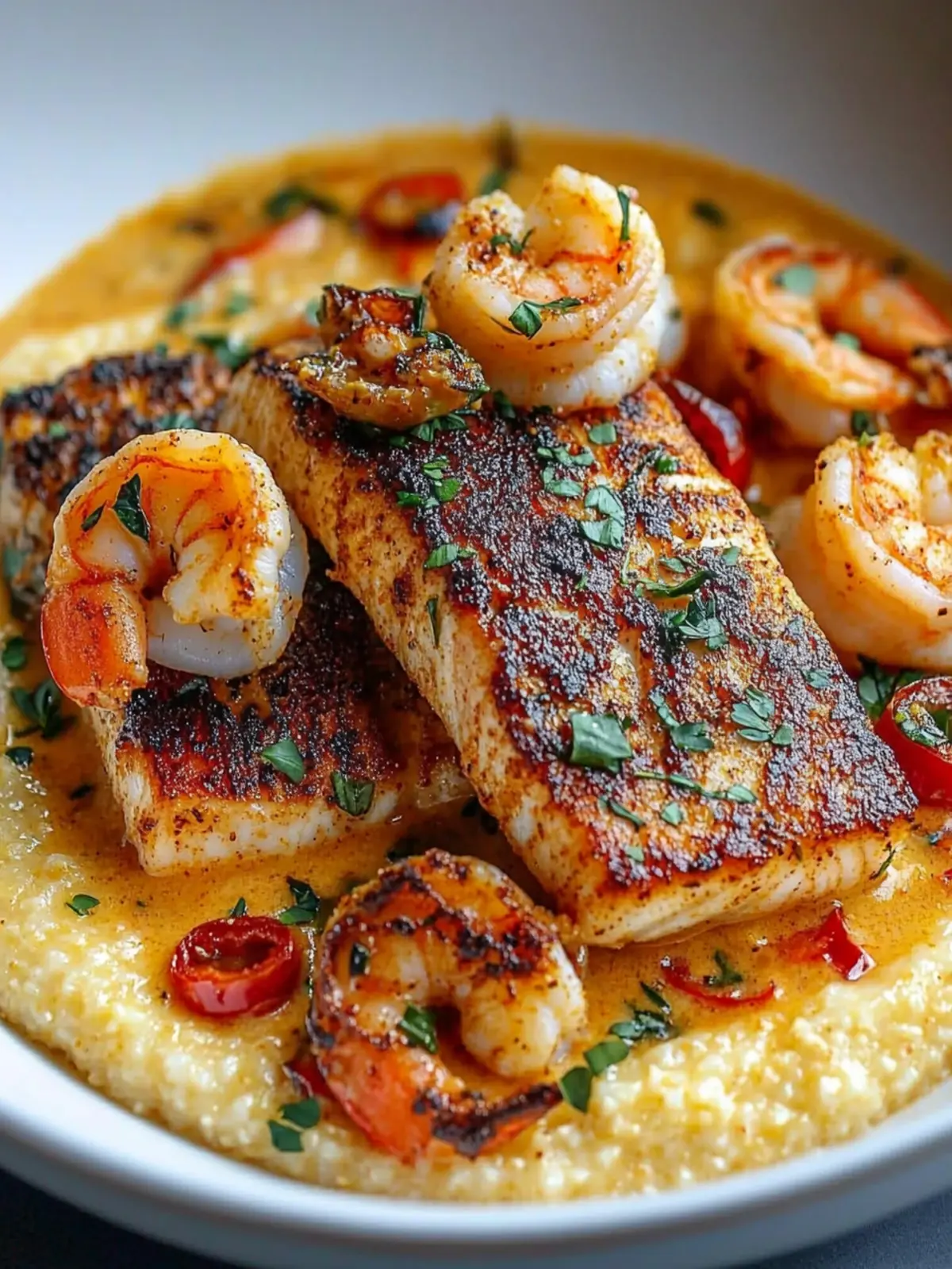 Red Snapper Shrimp Grits Cajun