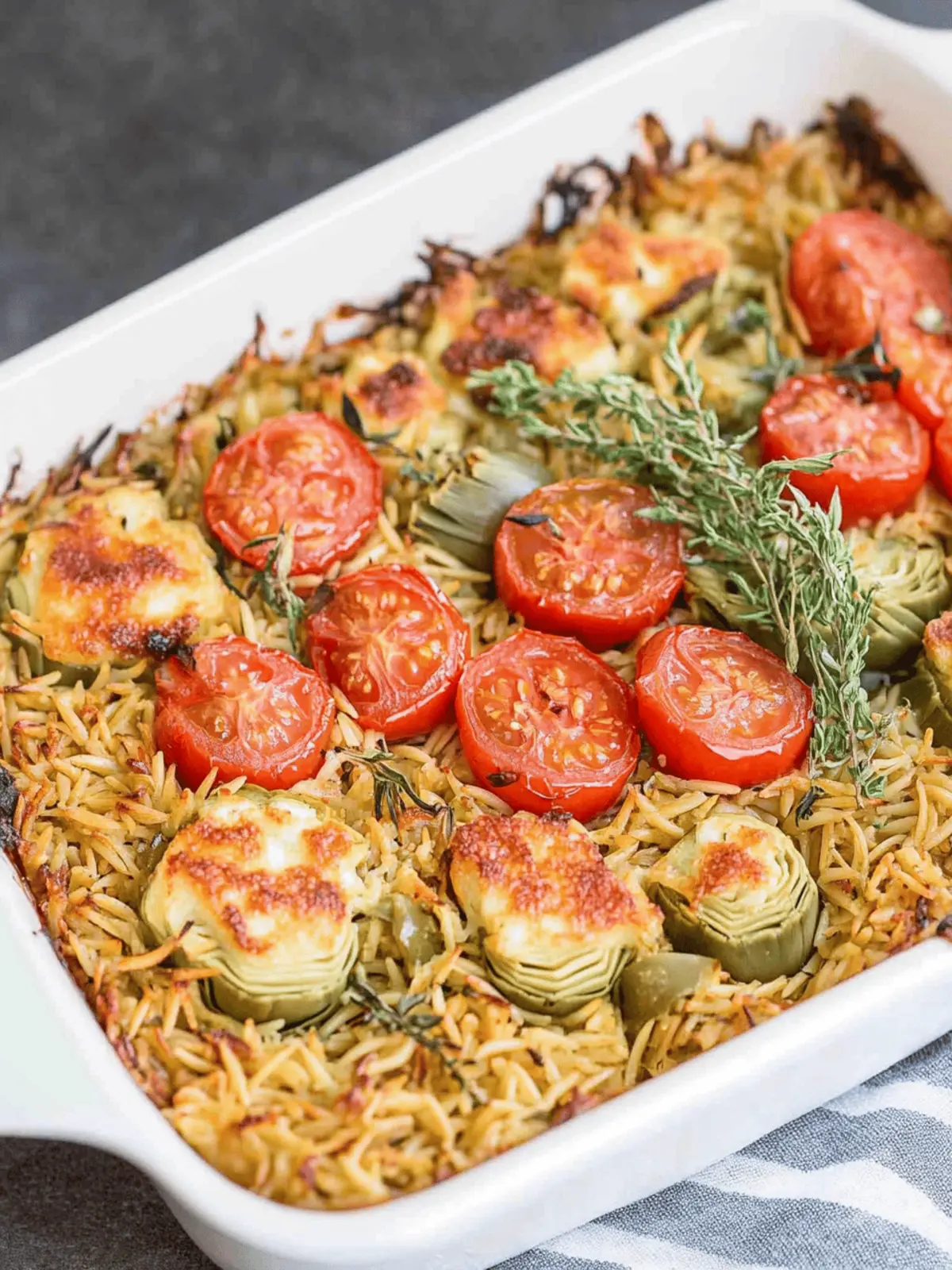 Baked Orzo with Artichokes, Tomato, and Halloumi Bliss 2 Baked Orzo with Artichokes, Tomato, and Halloumi