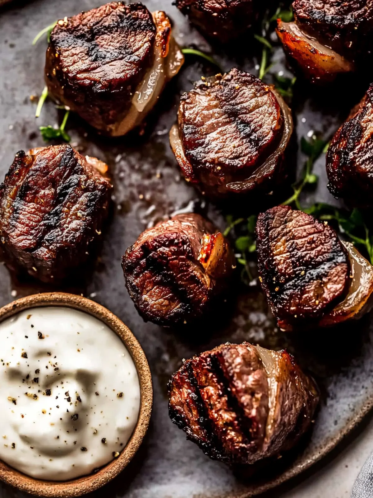 Savory Filet Mignon Bites with Creamy Horseradish Dip 5 Filet Mignon Bites