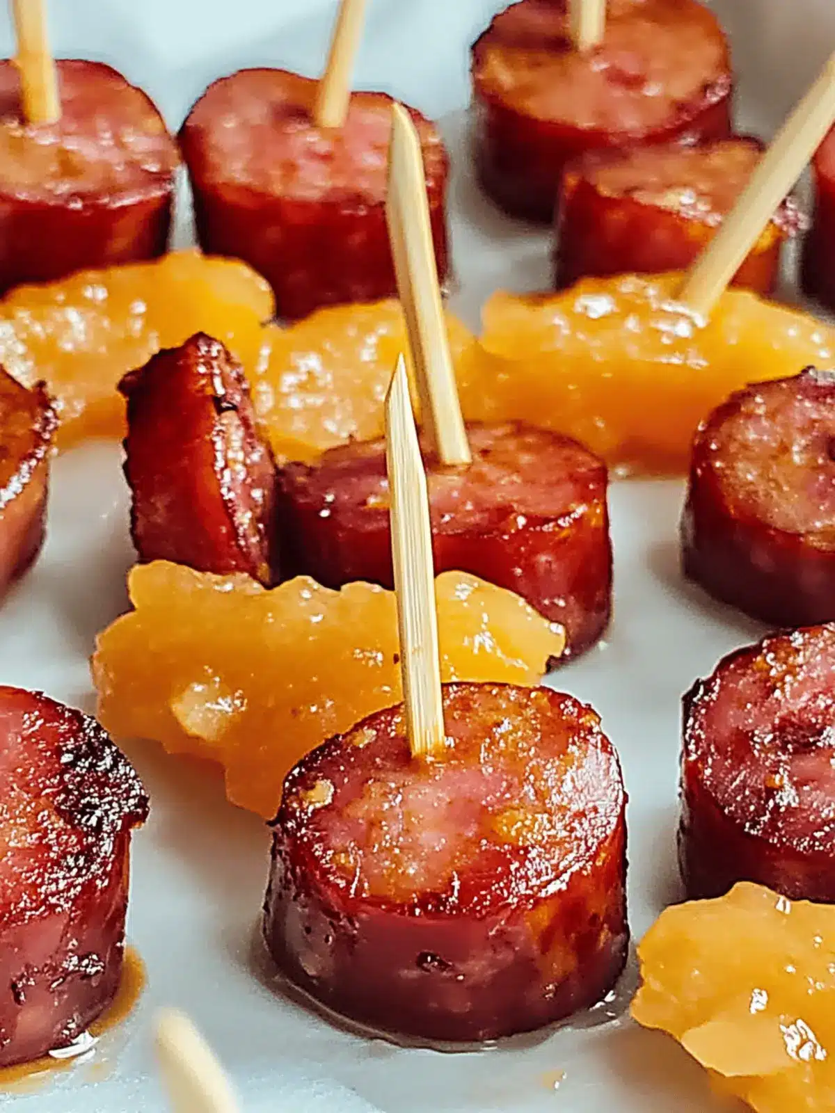 Savory Kielbasa Bites with Sweet Pineapple Skewers 2 Kielbasa Bites