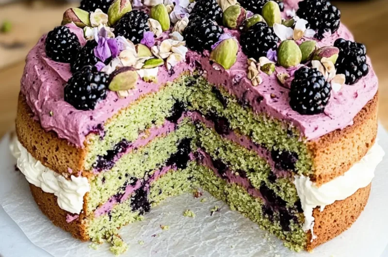Pistachio and Blackberry Olive Oil Cake