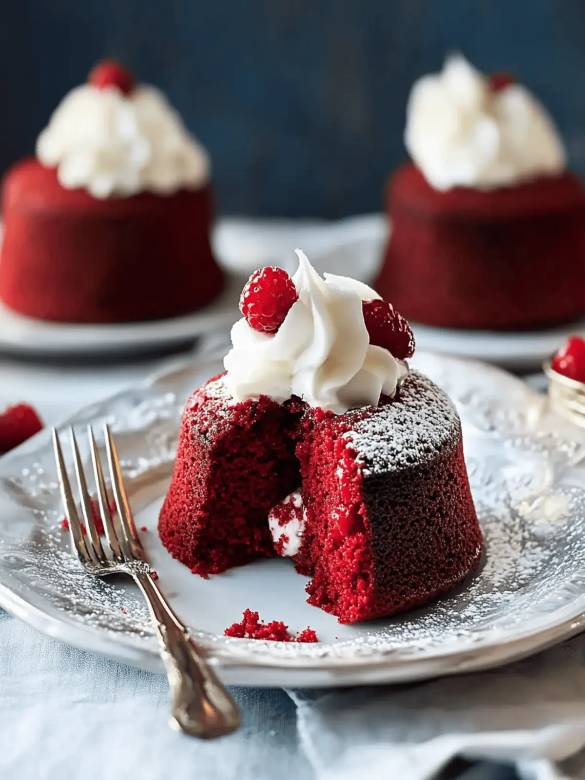 Irresistible Molten Red Velvet Cakes with Creamy Topping 5 Molten Red Velvet Cakes