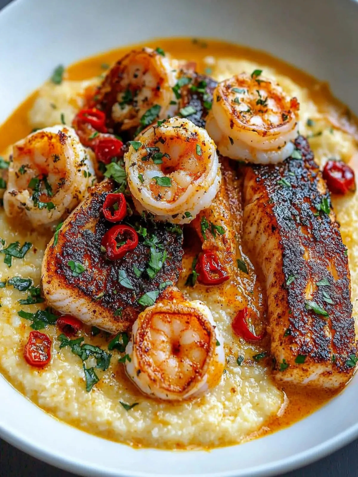 Red Snapper Shrimp Grits Cajun