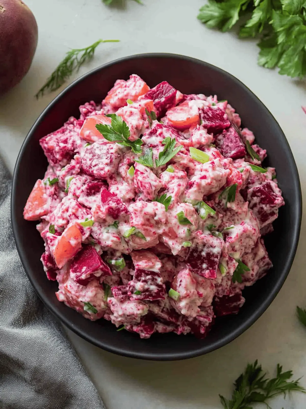Russian Beet Potato Salad (Dominican Style)