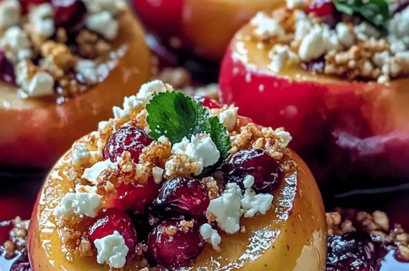 Baked Apples with Feta, Honey, and Cranberries