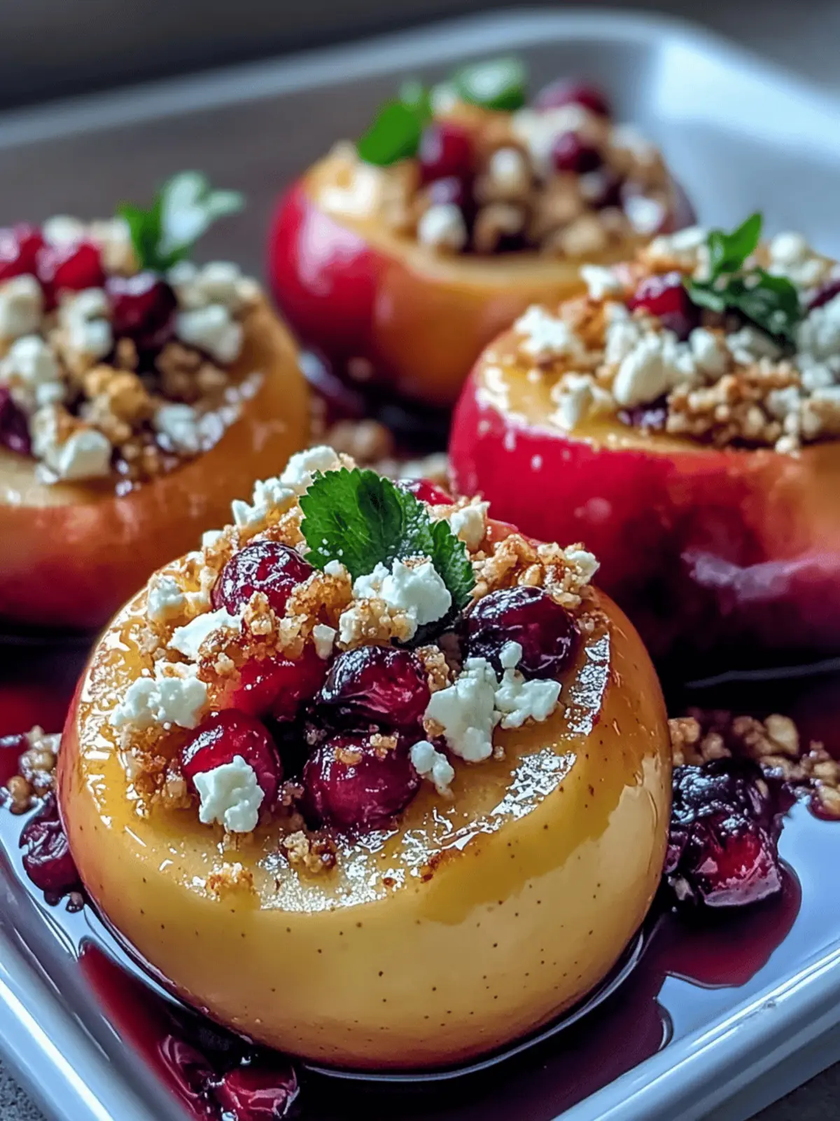 Baked Apples with Feta, Honey, and Cranberries
