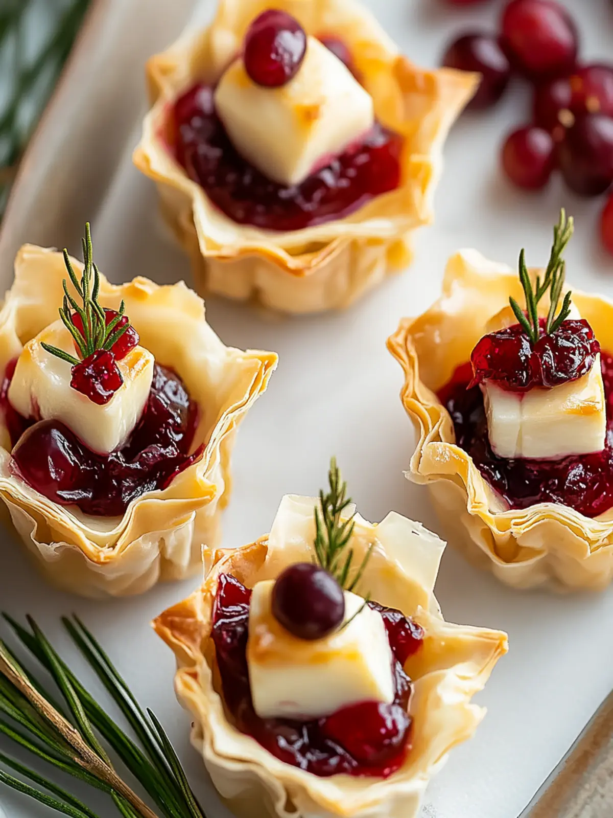 Cranberry and Brie Phyllo Cups