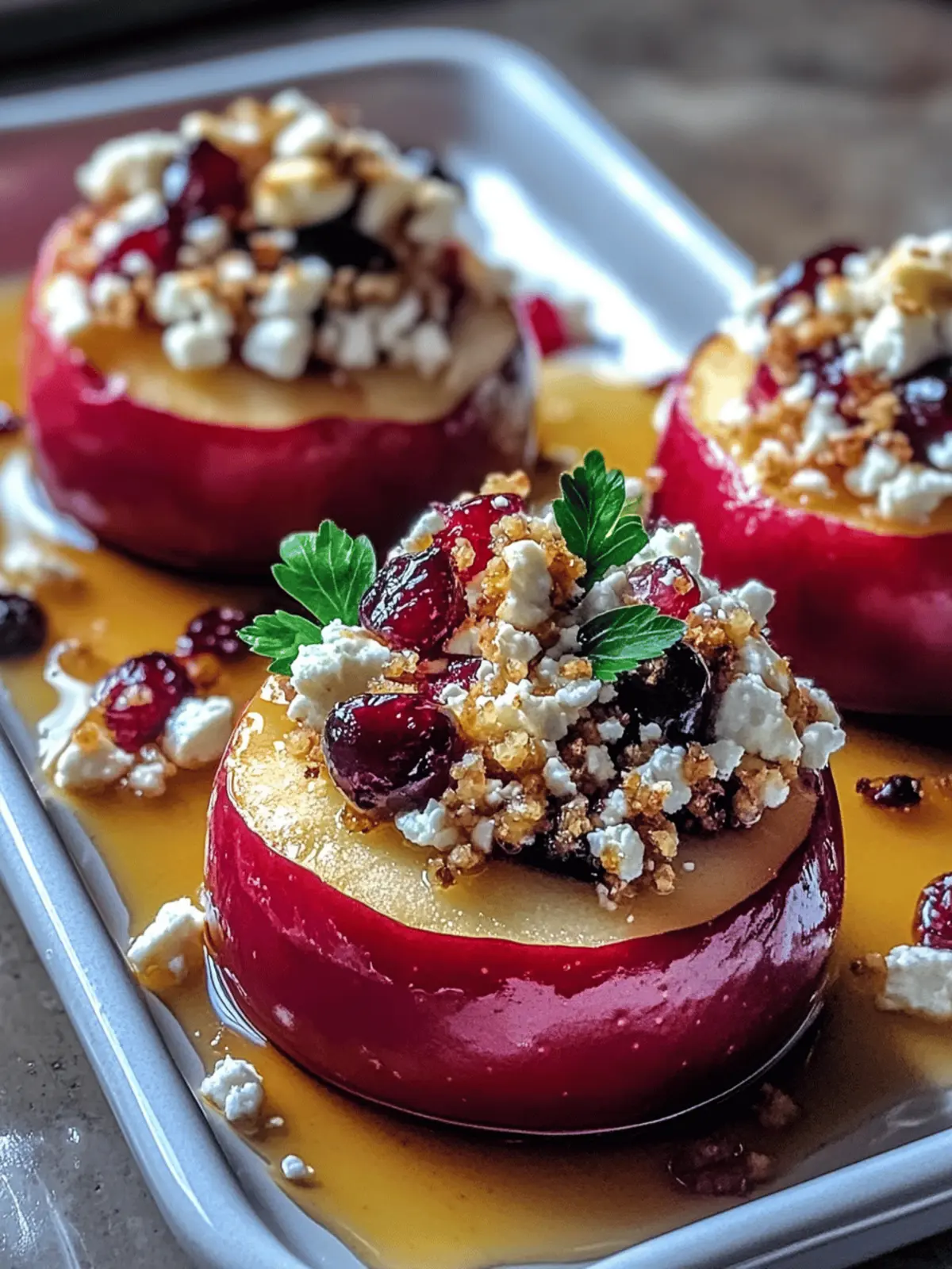Baked Apples with Feta, Honey, and Cranberries