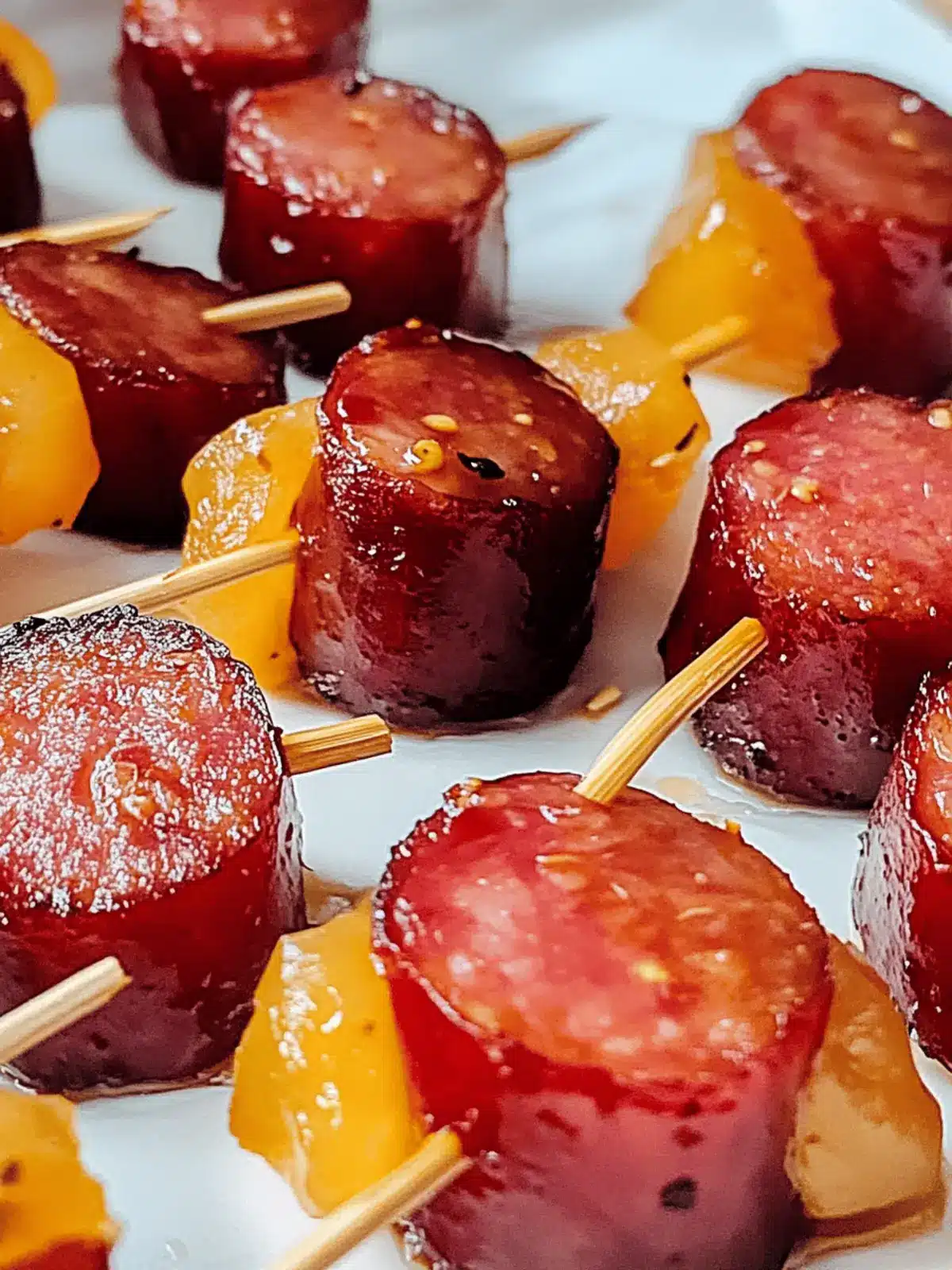 Savory Kielbasa Bites with Sweet Pineapple Skewers 3 Kielbasa Bites