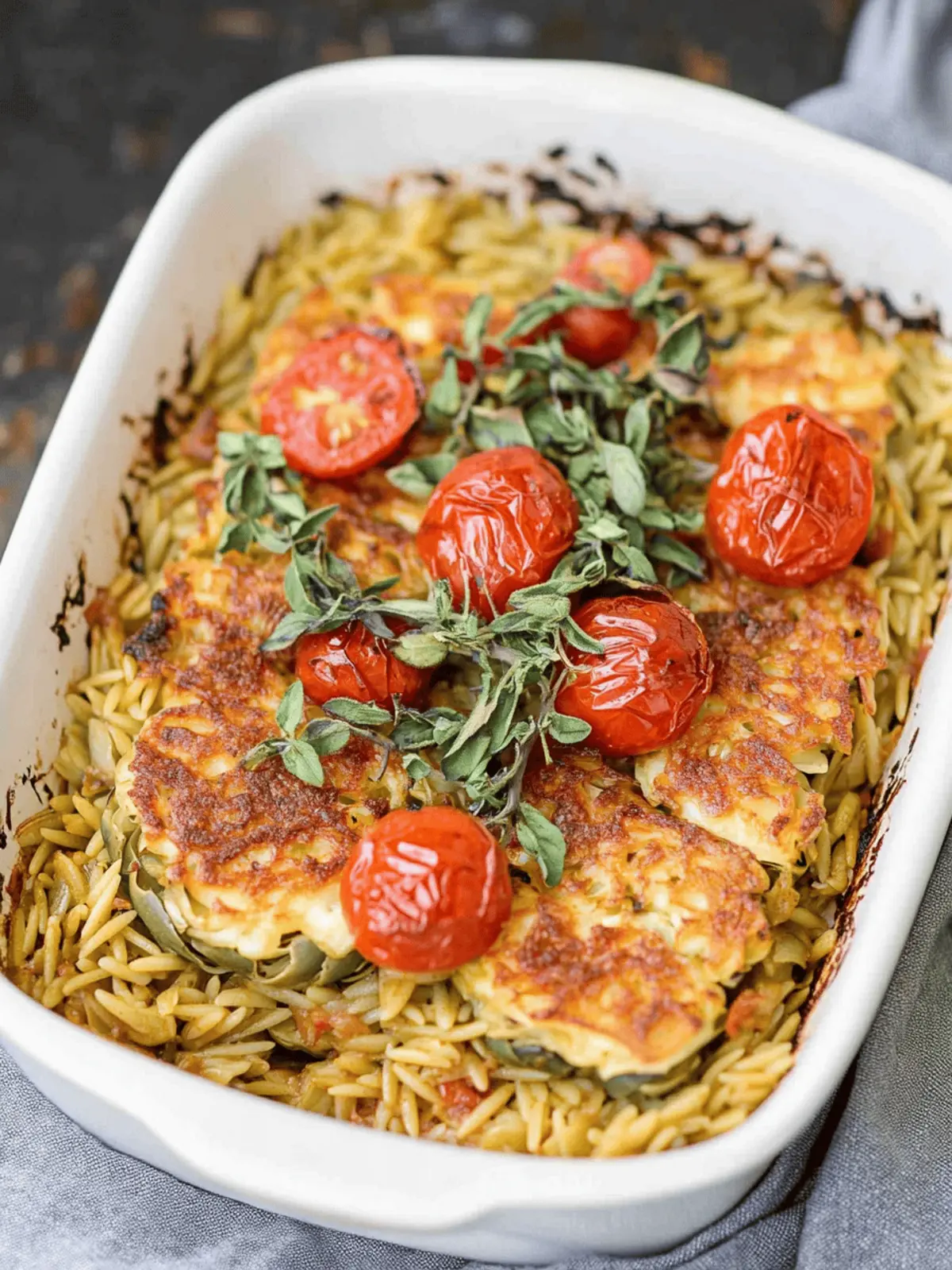 Baked Orzo with Artichokes, Tomato, and Halloumi Bliss 5 Baked Orzo with Artichokes, Tomato, and Halloumi