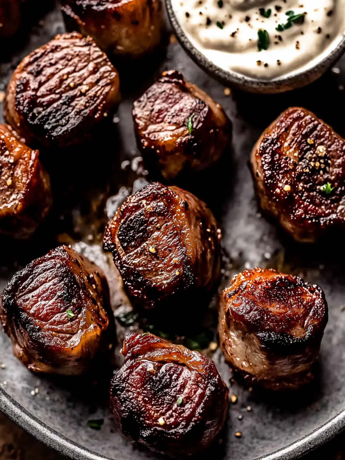 Savory Filet Mignon Bites with Creamy Horseradish Dip 2 Filet Mignon Bites