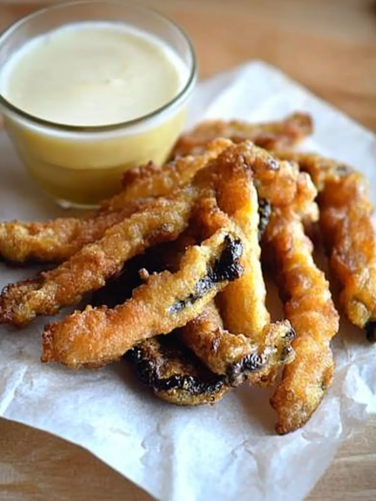 Delicious Portobello Fries with Zesty Meyer Lemon Dipping Sauce 2 Portobello Fries