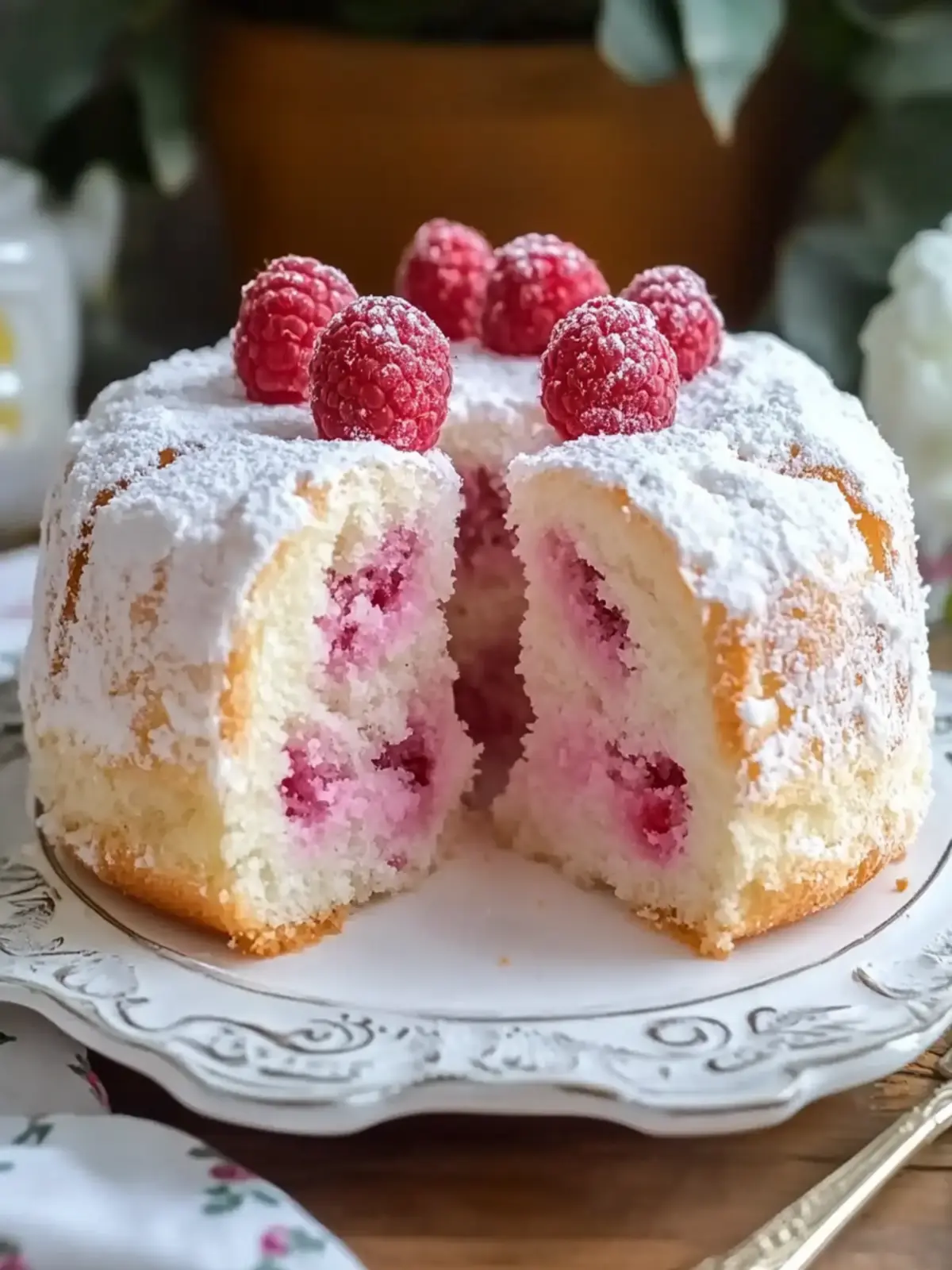 Raspberry Angel Food Cake