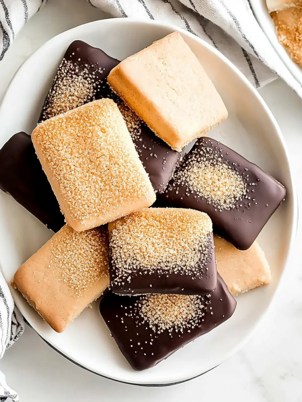 Chocolate Dipped Churro Shortbread Cookies