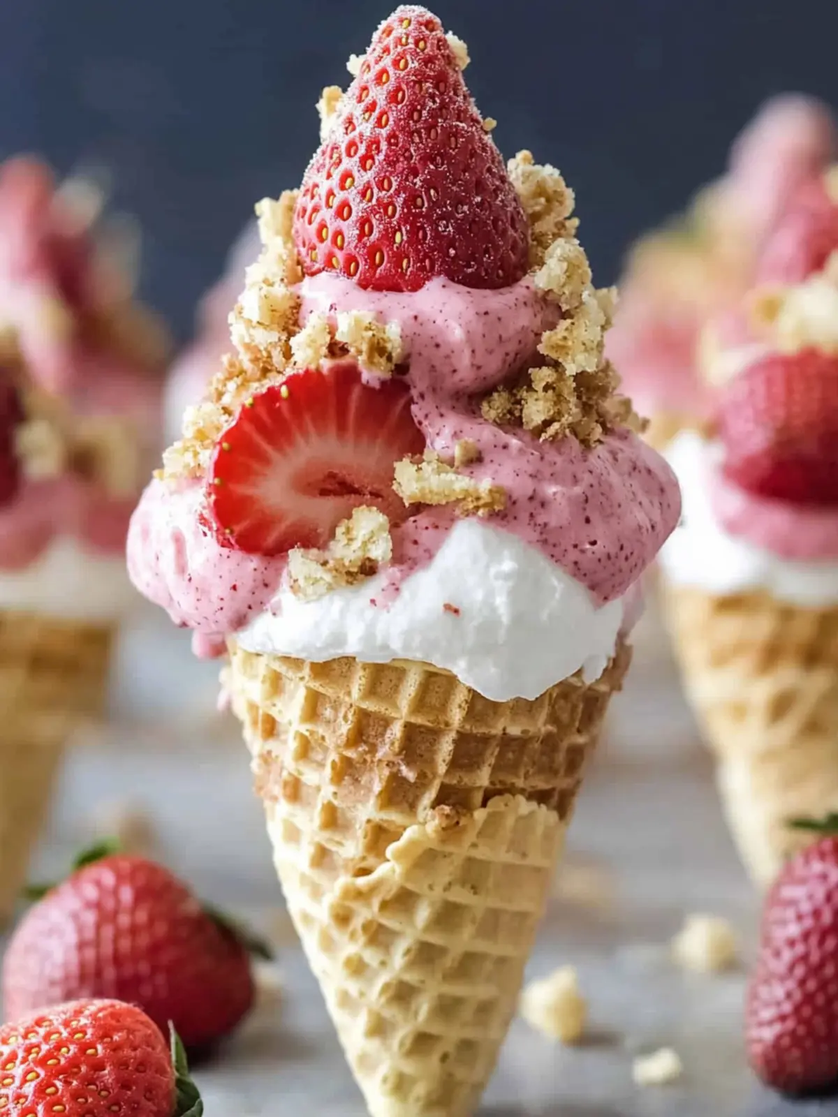 Strawberry Crunch Cheesecake Cones