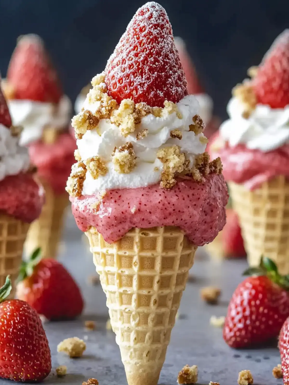 Strawberry Crunch Cheesecake Cones
