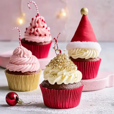 Santa hat and bauble cupcakes