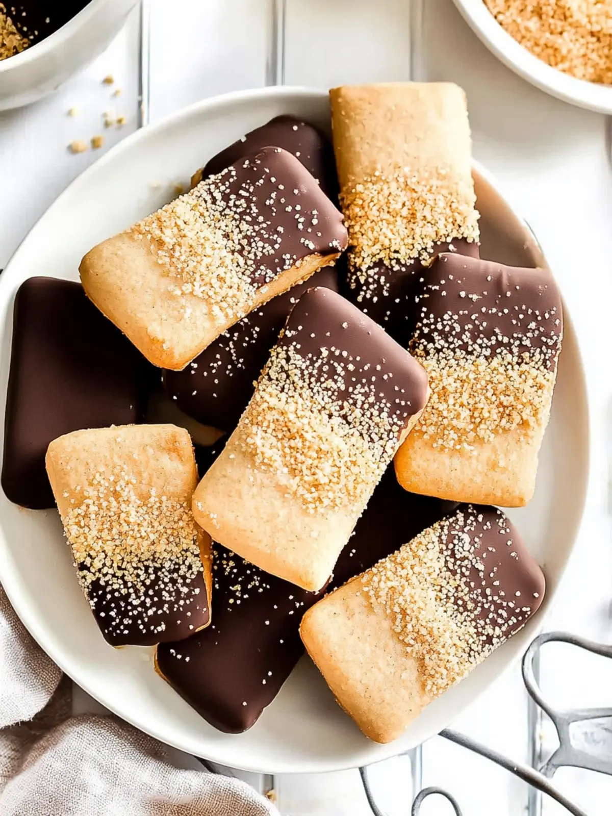 Chocolate Dipped Churro Shortbread Cookies