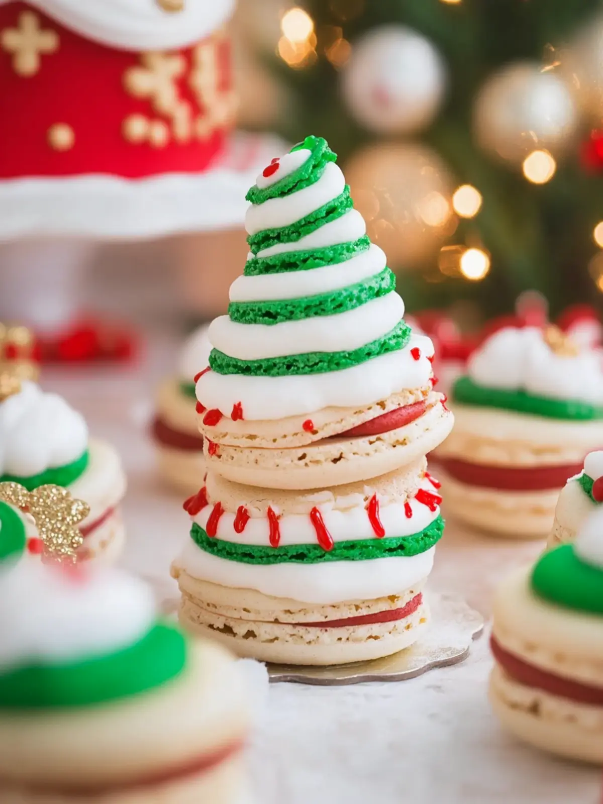 Christmas Tree Cake Macarons