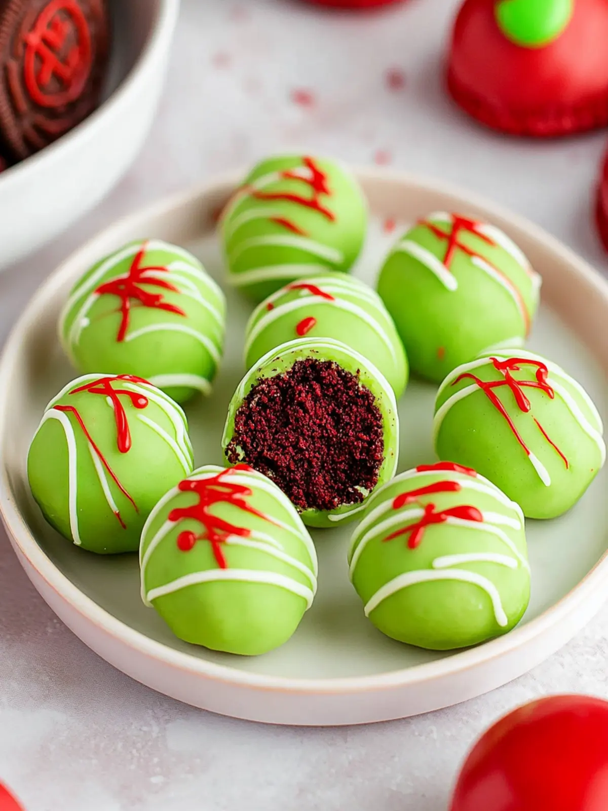 Grinch Oreo Balls (With Red Velvet Oreos)