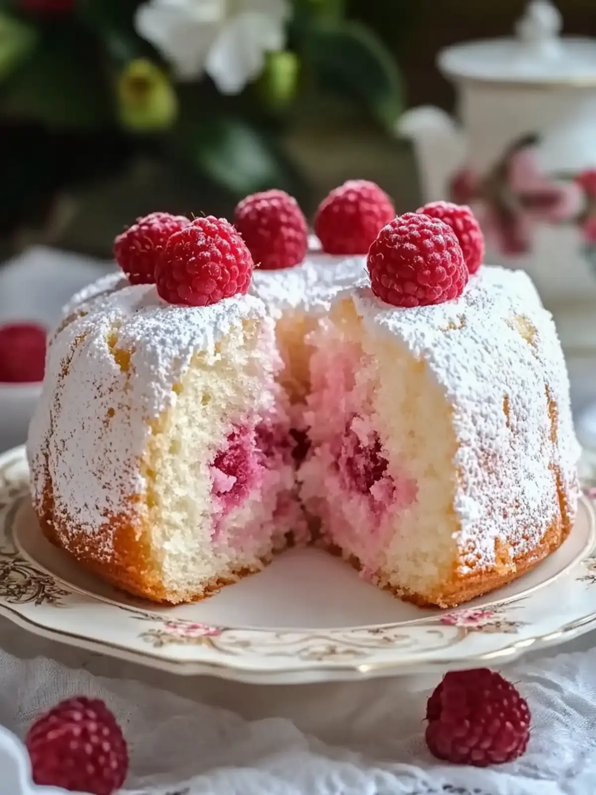 Raspberry Angel Food Cake