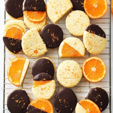 Chocolate Dipped Orange Shortbread Cookies
