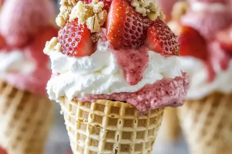 Strawberry Crunch Cheesecake Cones