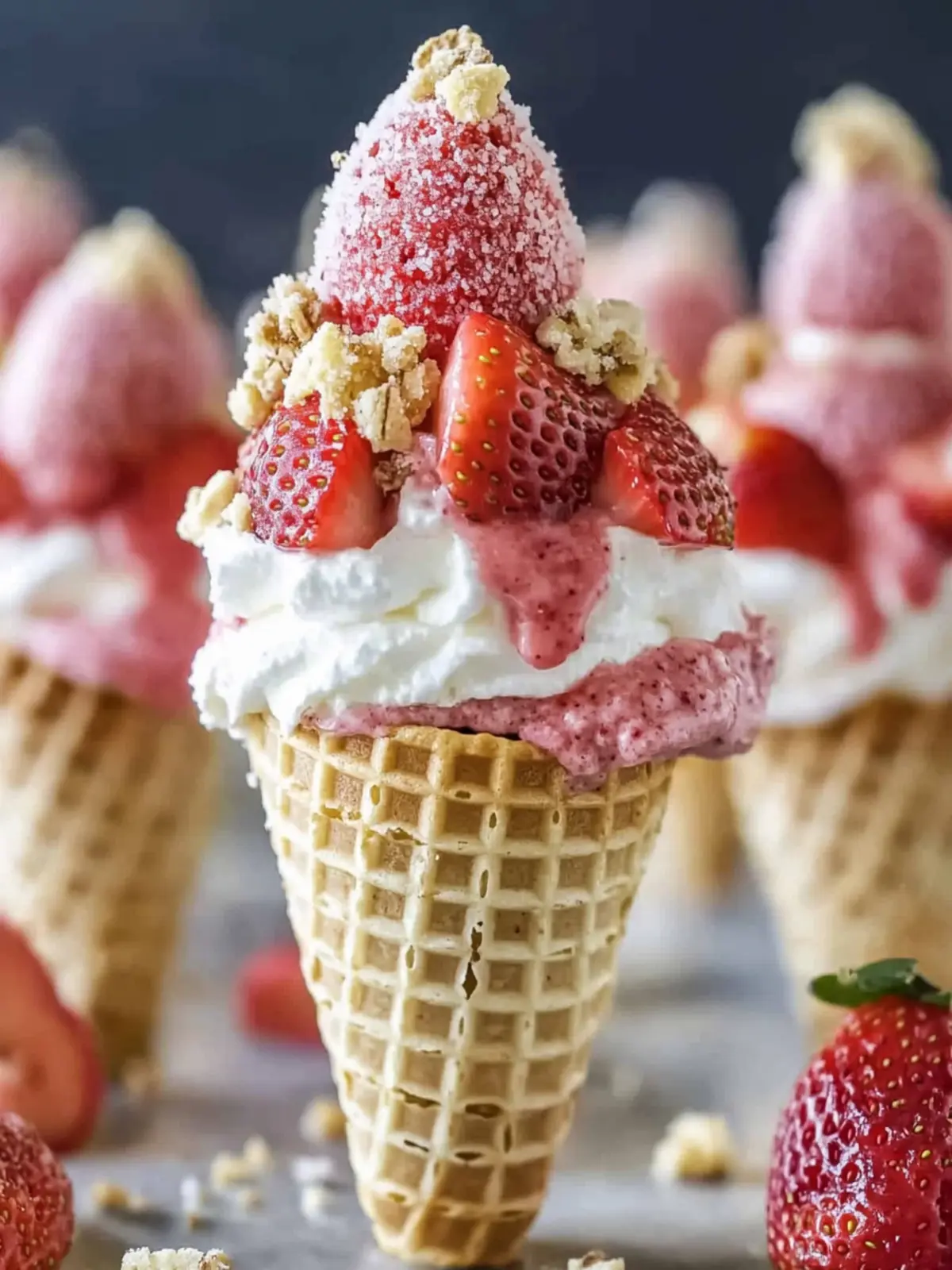 Strawberry Crunch Cheesecake Cones