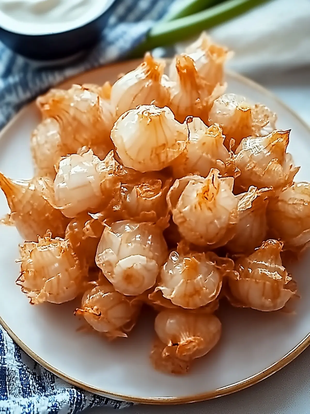 Crispy Bite-Sized Blooming Onions with Zesty Buttermilk Dip 3 Bite-Sized Blooming Onions