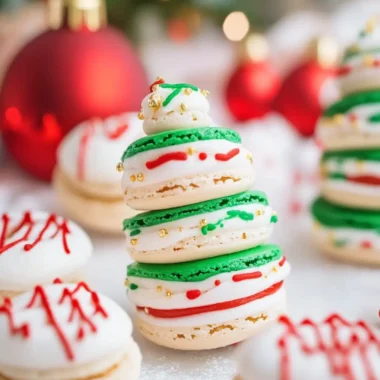 Christmas Tree Cake Macarons