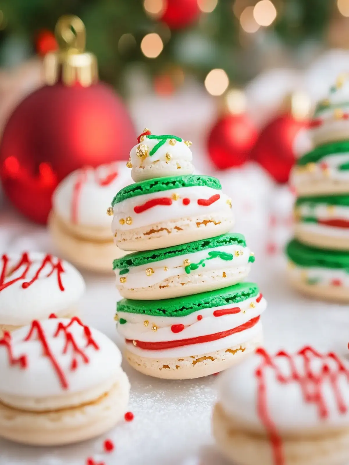 Christmas Tree Cake Macarons