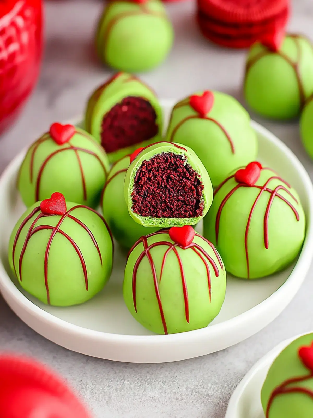 Grinch Oreo Balls (With Red Velvet Oreos)
