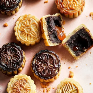 Salted Caramel Stuffed Brownie Mooncakes