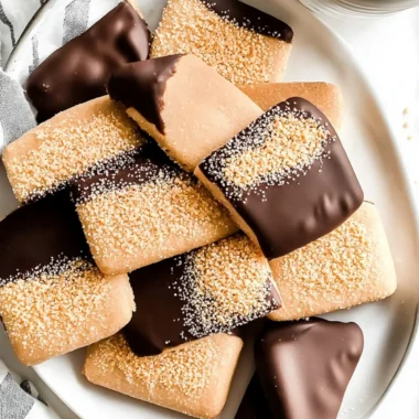 Chocolate Dipped Churro Shortbread Cookies