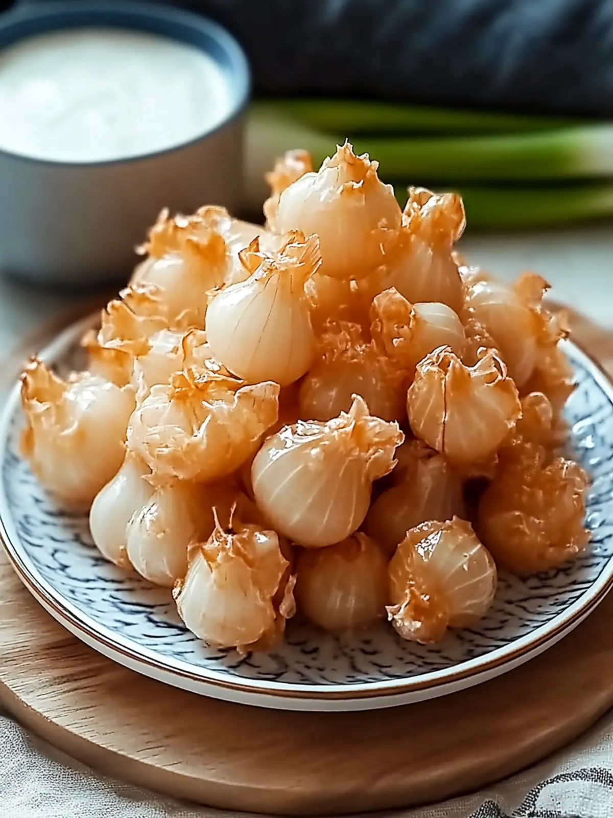 Crispy Bite-Sized Blooming Onions with Zesty Buttermilk Dip 5 Bite-Sized Blooming Onions