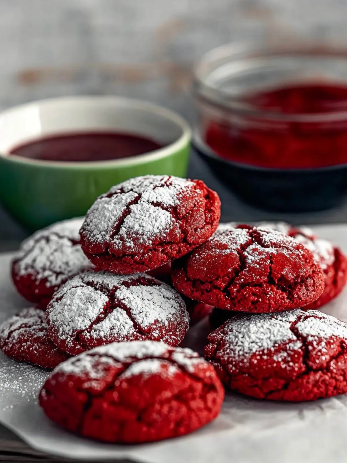 Red Velvet Crinkle Cookies