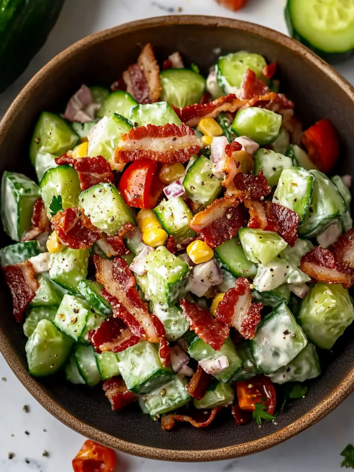 Crunchy Cucumber Salad with Bacon