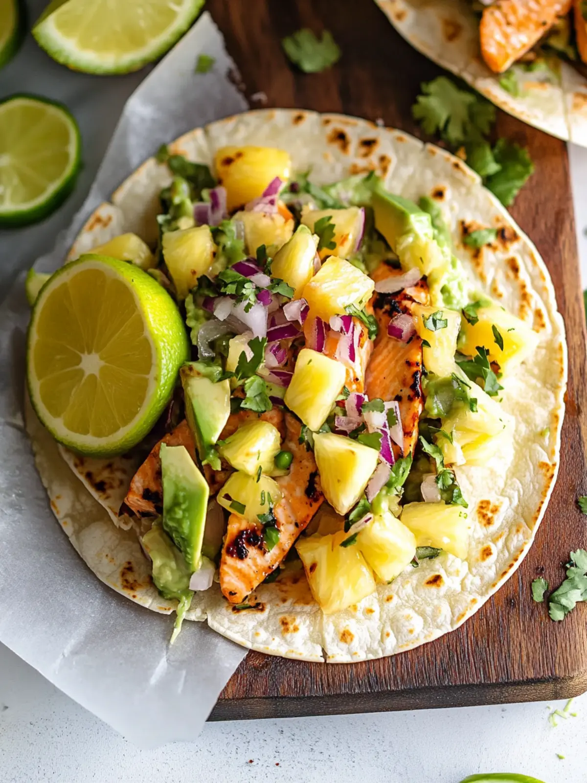 Salmon Tacos & Pineapple Avocado Salsa