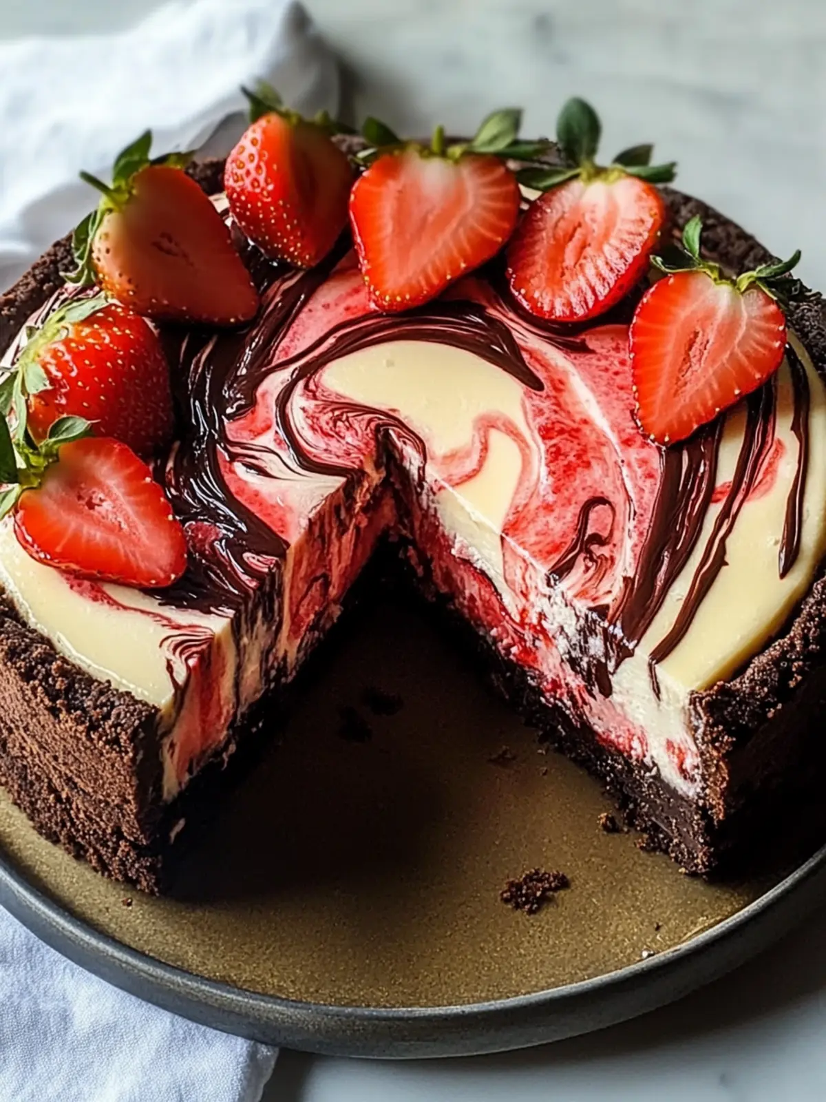 Chocolate Strawberry Swirl Cheesecake