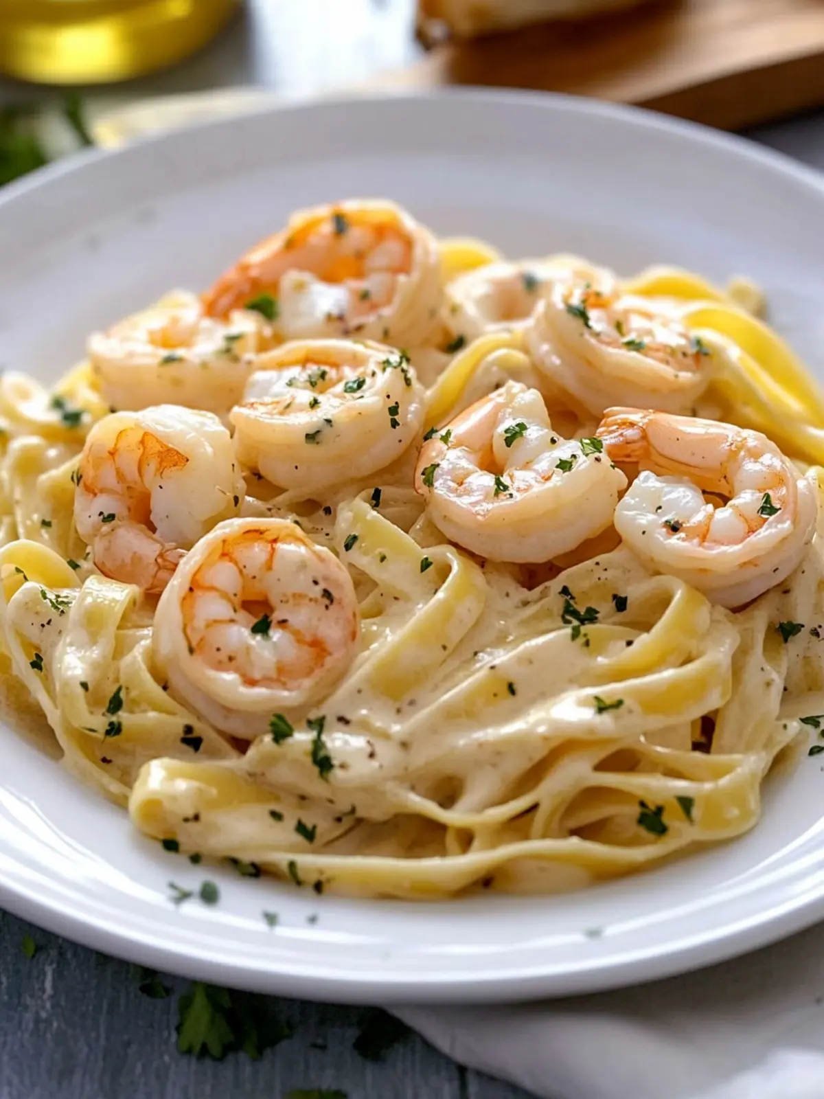 Fettuccine Alfredo With Shrimp