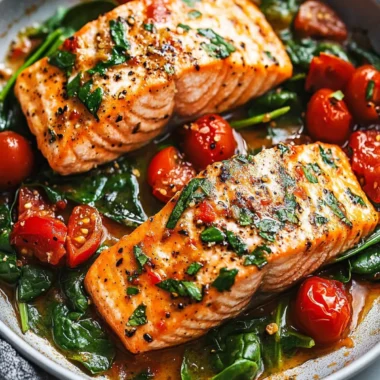 Tuscan Garlic Salmon with Spinach and Tomato